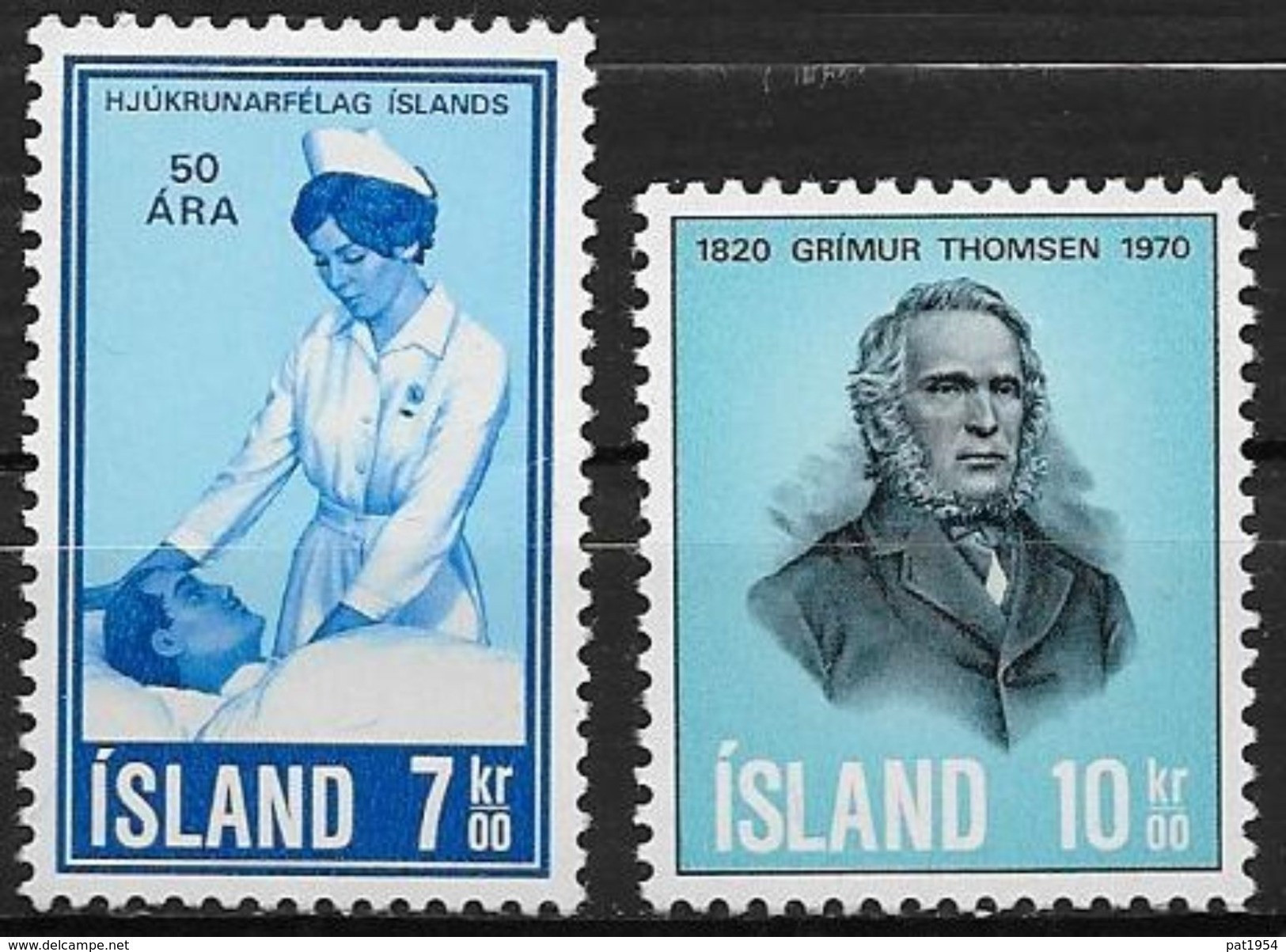 Islande 1970 N° 397/398  Neufs ** MNH Association Des Infirmières Et Poète G. Thomson - Ungebraucht