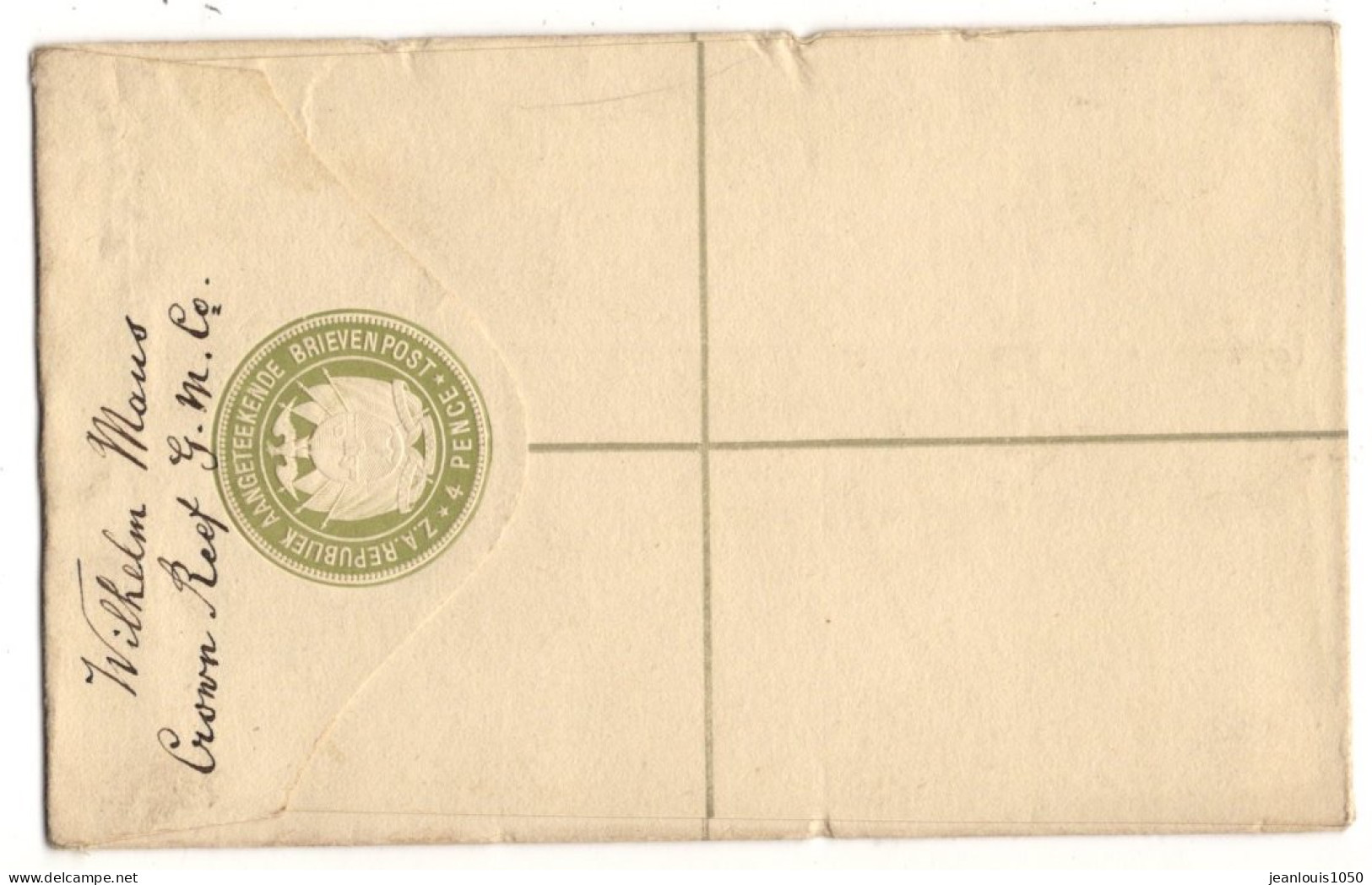 TRANSVAAL ENTIER POSTAL  LETTRE RECOMMANDE AVEC COMPLEMENT OBLITEREE.USAGE LOCAL - Transvaal (1870-1909)