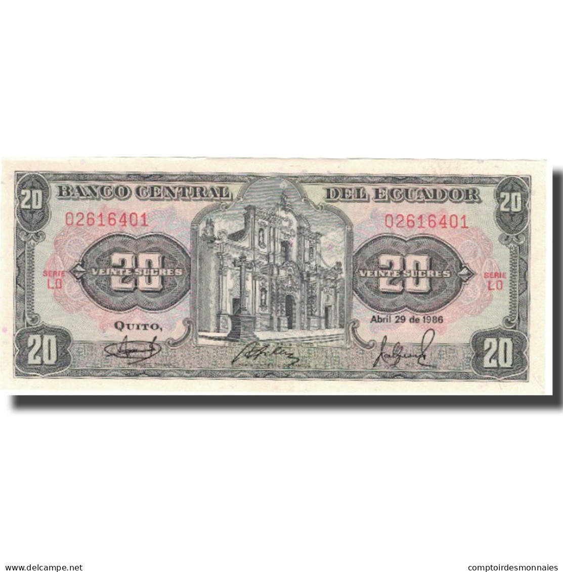 Billet, Équateur, 20 Sucres, 1986, 1986-04-29, KM:121Aa, NEUF - Equateur