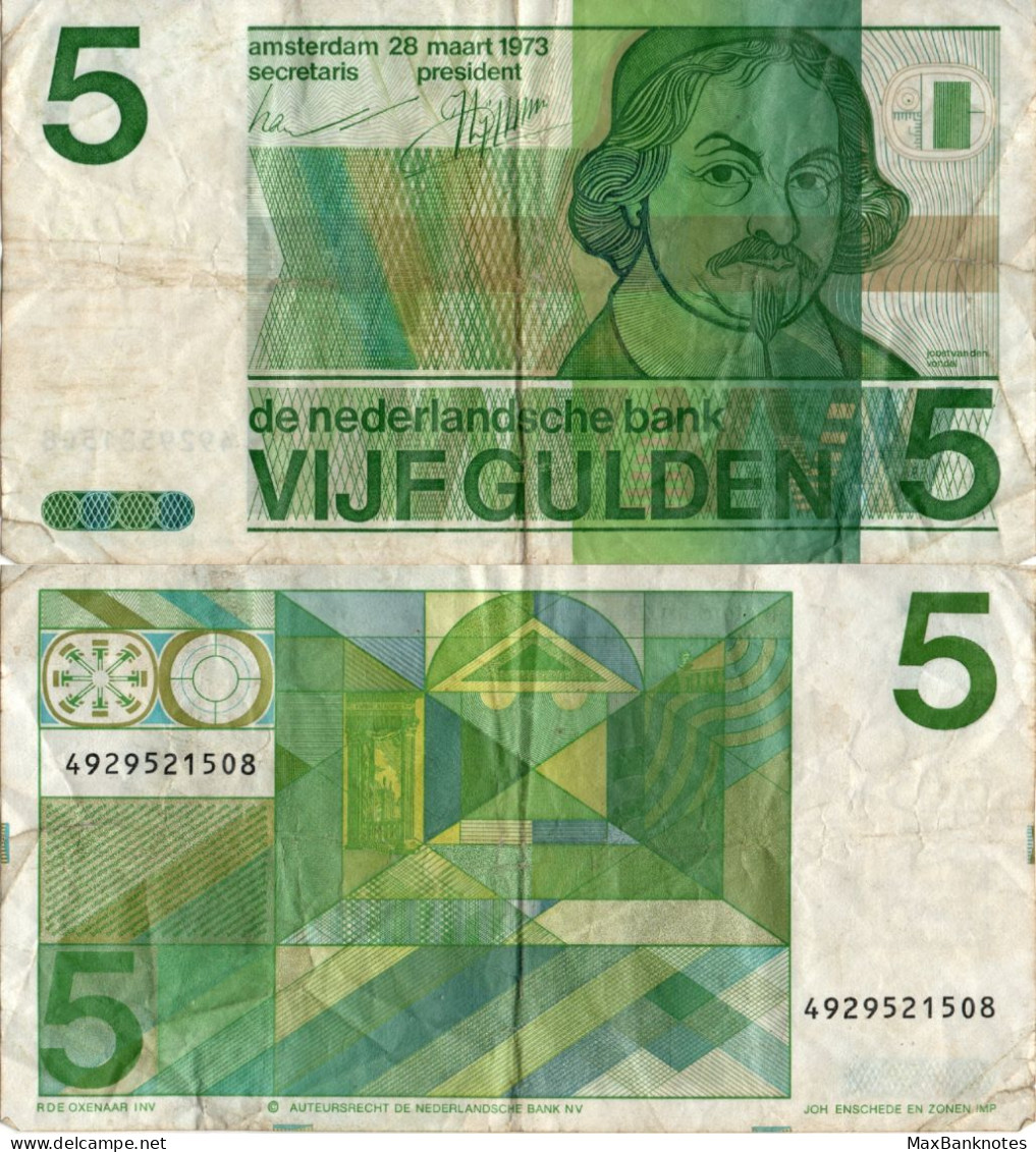 Netherlands / 5 Gulden / 1973 / P-95(a) / VF - 5 Gulden