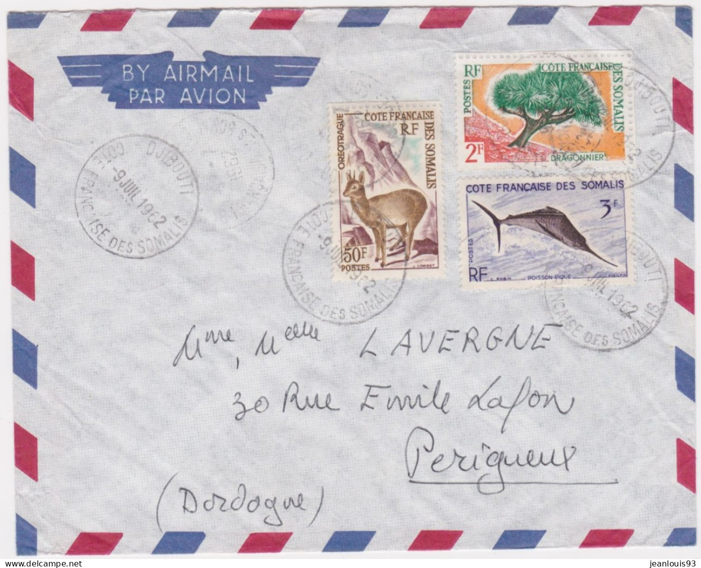 COTE DES SOMALIS - LETTRE PAR AVION - Storia Postale