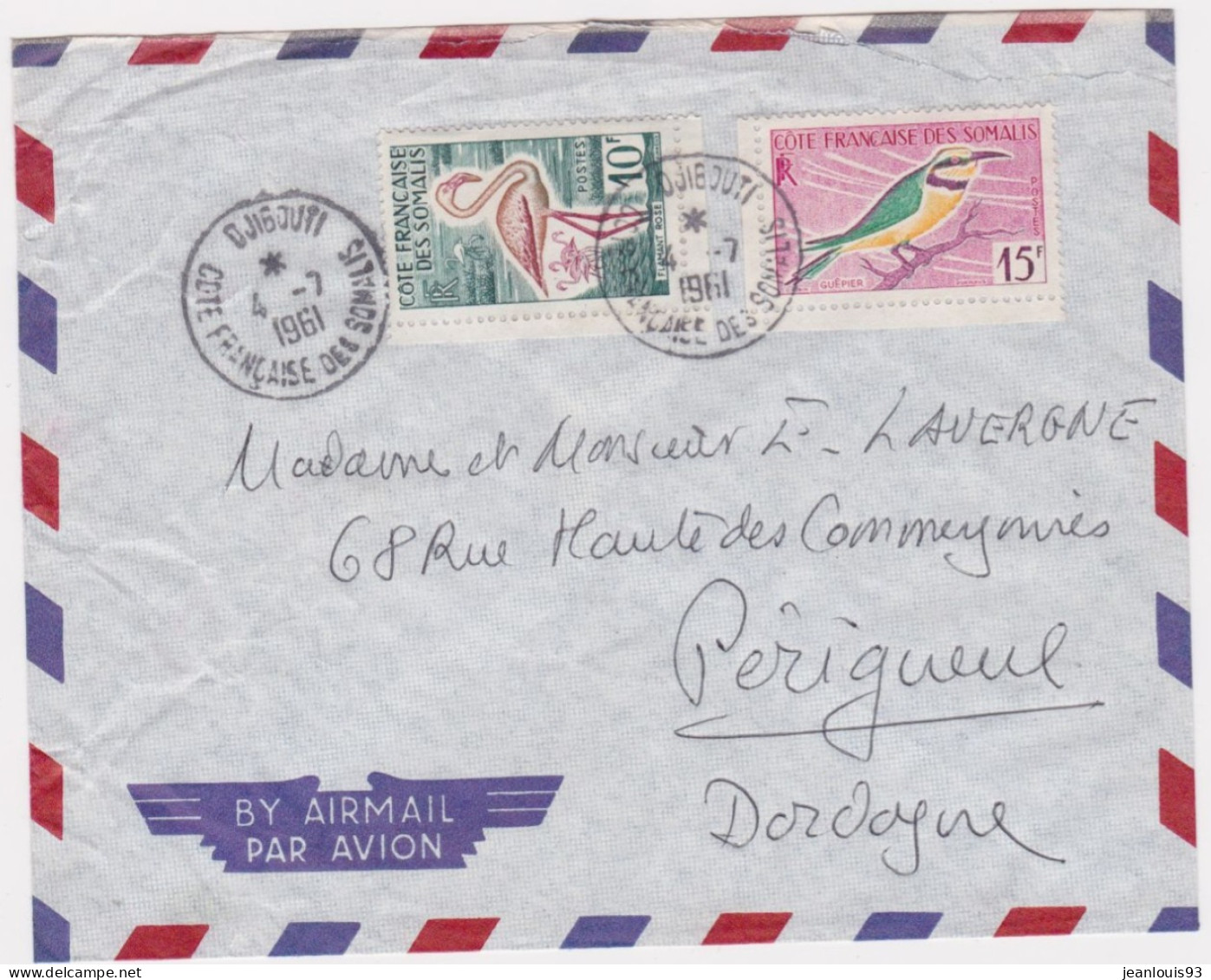 COTE DES SOMALIS - LETTRE PAR AVION - Storia Postale