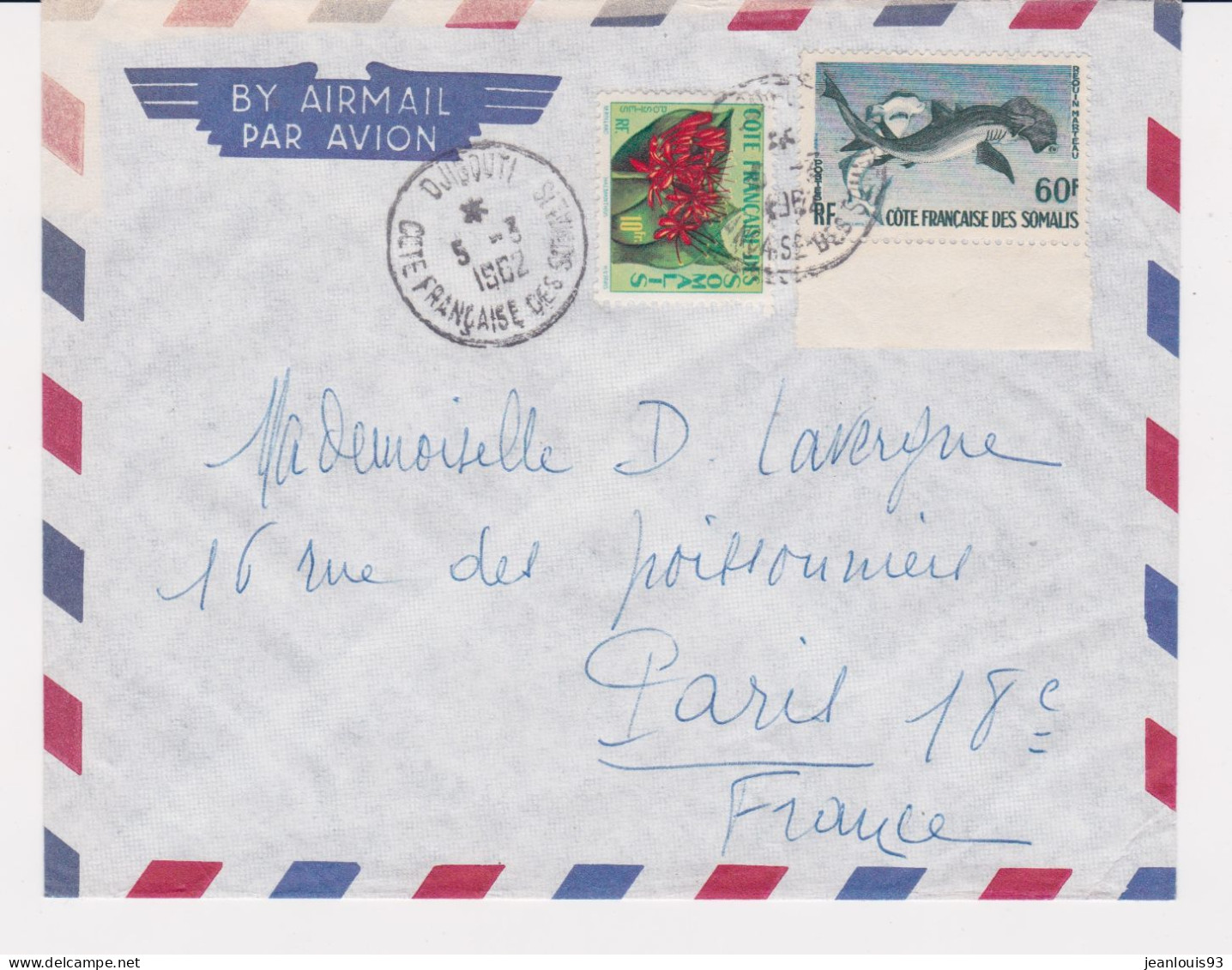 COTE DES SOMALIS - LETTRE PAR AVION - Storia Postale