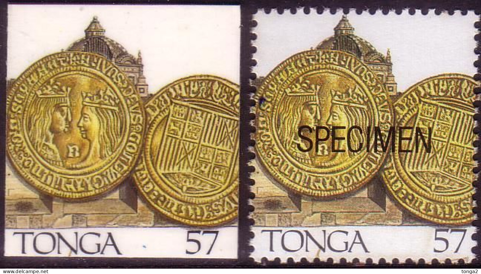 Tonga 1992 Cromalin Proof - Columbus - Gold Coin From 1492 Showing King & Queen Of Spain - 4 Exist - Christoffel Columbus