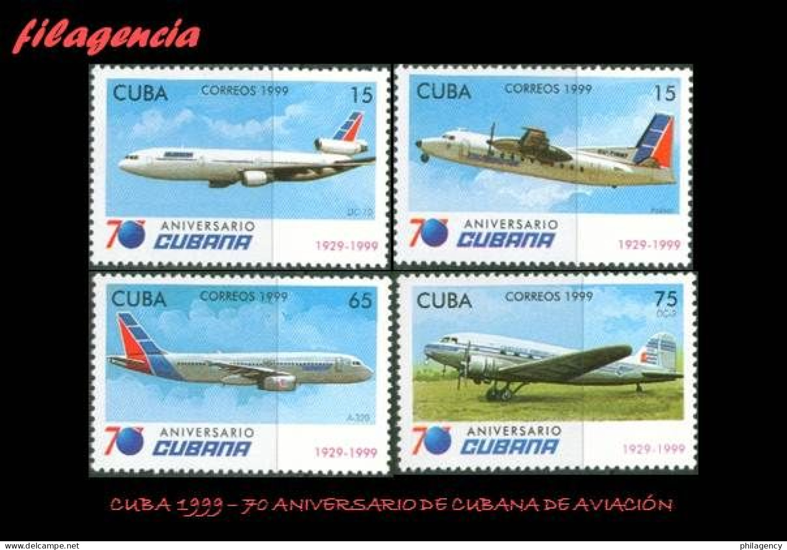 CUBA MINT. 1999-23 70 ANIVERSARIO DE CUBANA DE AVIACION - Ungebraucht