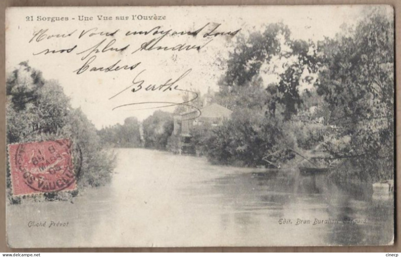 CPA 84 - SORGUES - Une Vue Sur L'Ouvèze - TB PLAN Cours D'eau Vue MOULIN Avec Roue à Droite INDUSTRIE Jolie Oblitération - Sorgues