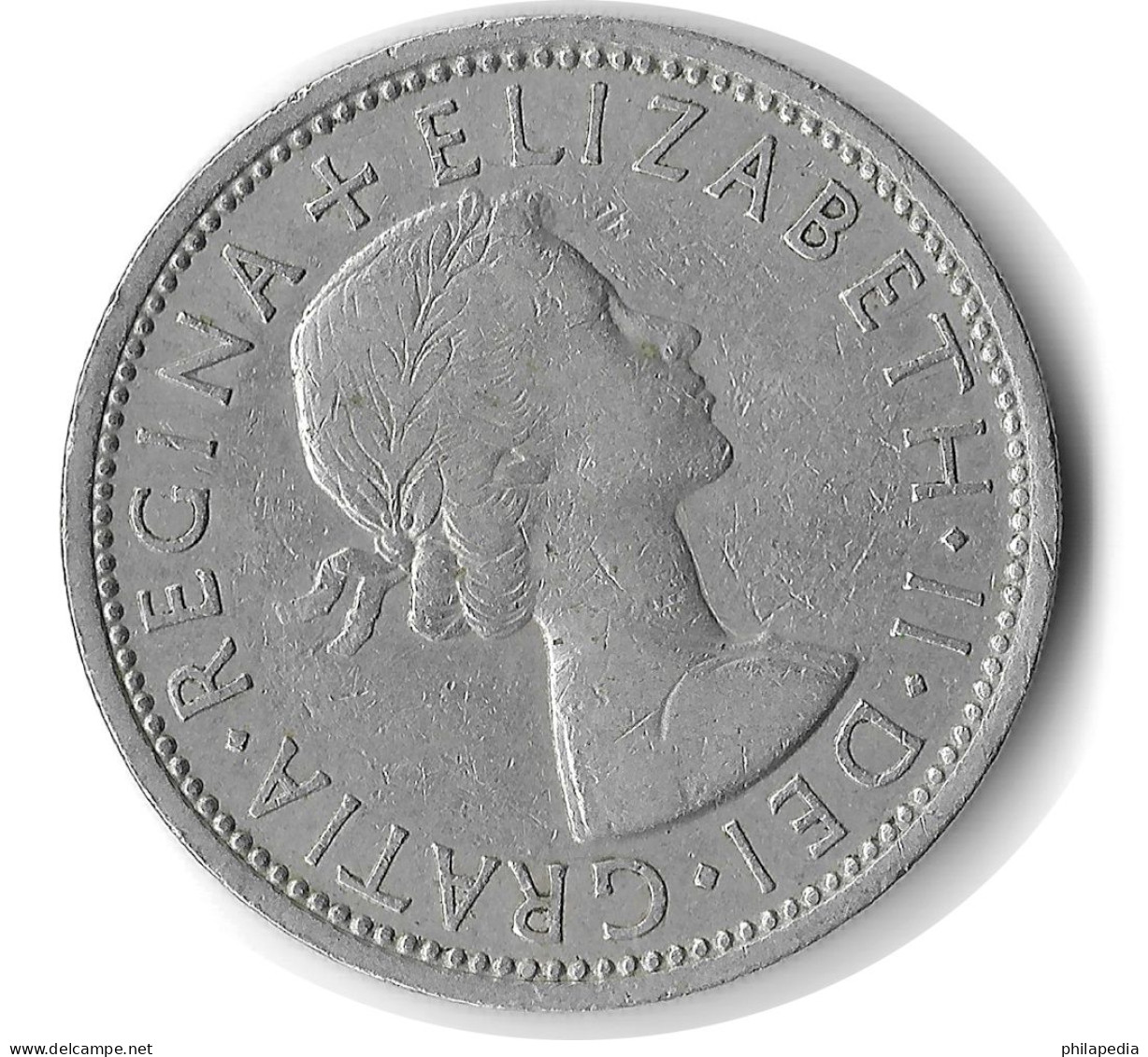 Angleterre Elizabeth II Reine Par La Grâce De Dieu Florin Maison Windsor Rose Tudor QEII 1966 Pièce 2 Shillings KM : 906 - 50 Rentenpfennig & 50 Reichspfennig