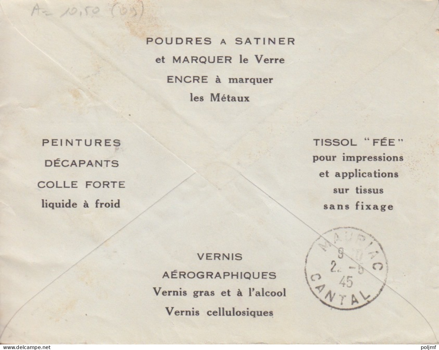 Lettre Laboratoires Rec. Provisoire Obl. Lyon-Villette Le 17/5/45 Sur 1f, 1f20, 2f40, 3f Dulac N° 693 (tarif Du 1/3/45) - 1944-45 Marianna Di Dulac