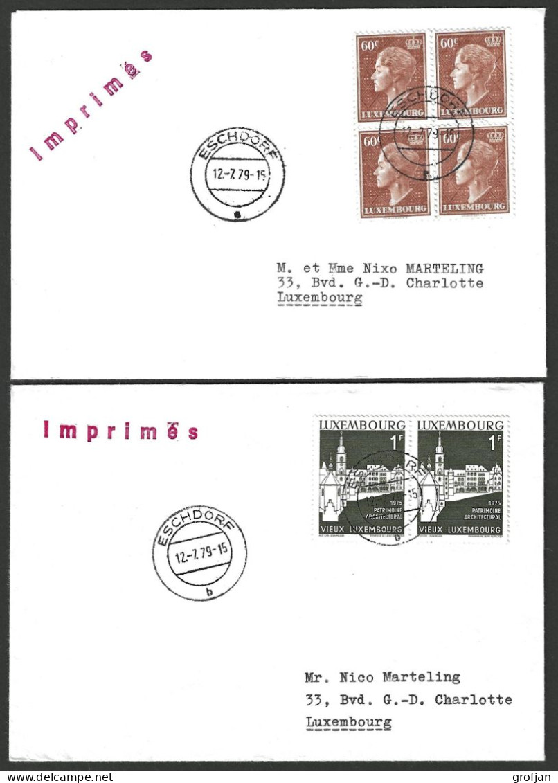 2 Lettres Eschdorf A + B 1979 Vers Luxembourg - Privados