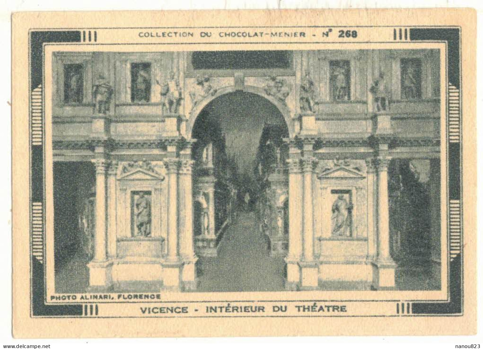 IMAGE CHROMO CHOCOLAT MENIER N° 268 ITALIE VICENCE VICENZA VENETIE INTERIEUR DU THEÂTRE EDIFICE SPECTACLE - Menier