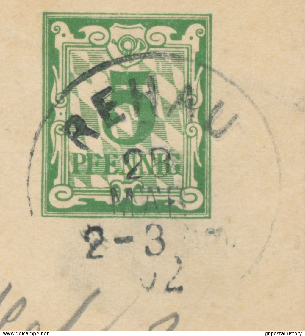 BAYERN ORTSSTEMPEL REHAU K1 1902 Auf 5 Pf Rauten-GA Nach MUENCHBERG (MÜNCHBERG) - Postal  Stationery