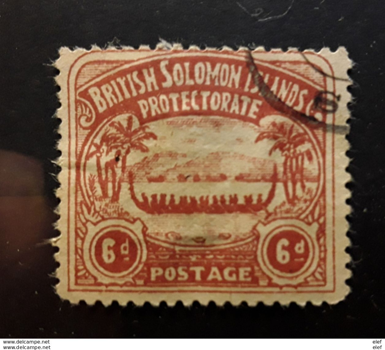 BRITISH SALOMON ISLANDS, 1907, Pirogue Indigène, Yvert No 6, 6 Pence Rouge Brun Faux Obl TB - Iles Salomon (...-1978)