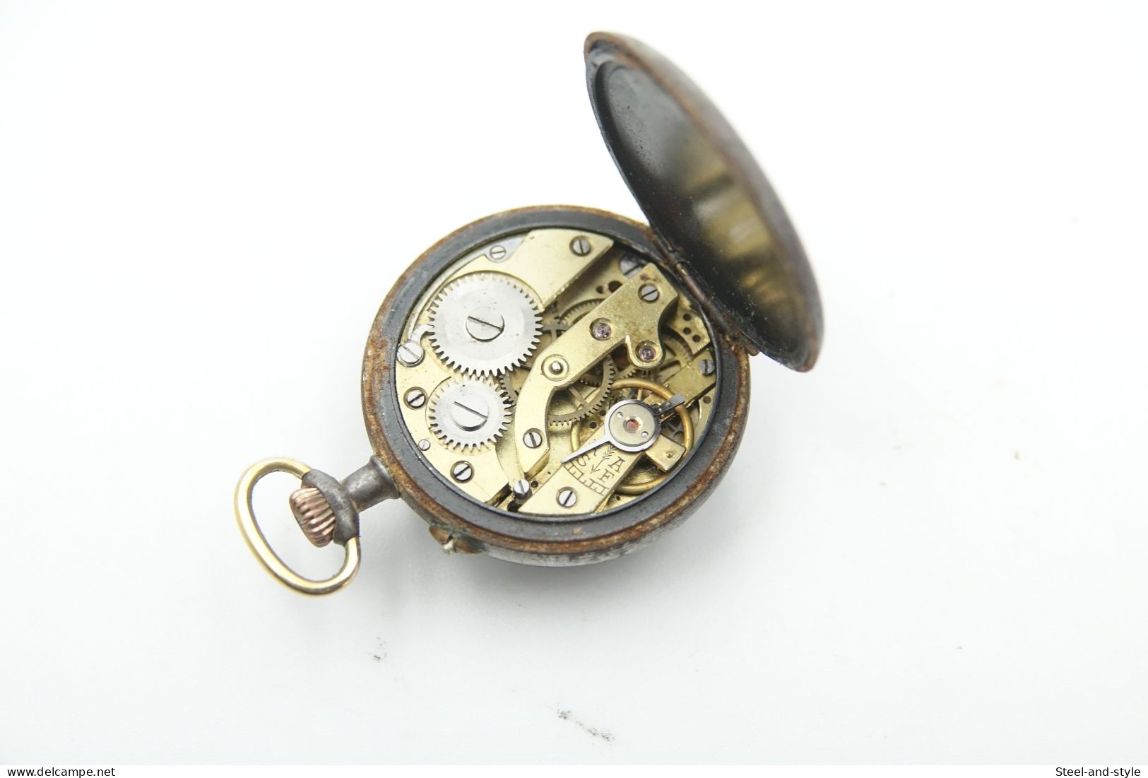 Watches : POCKET WATCH GUN METAL SILVER DIAL CONTY 18-1900's - Original - Running - Relojes De Bolsillo