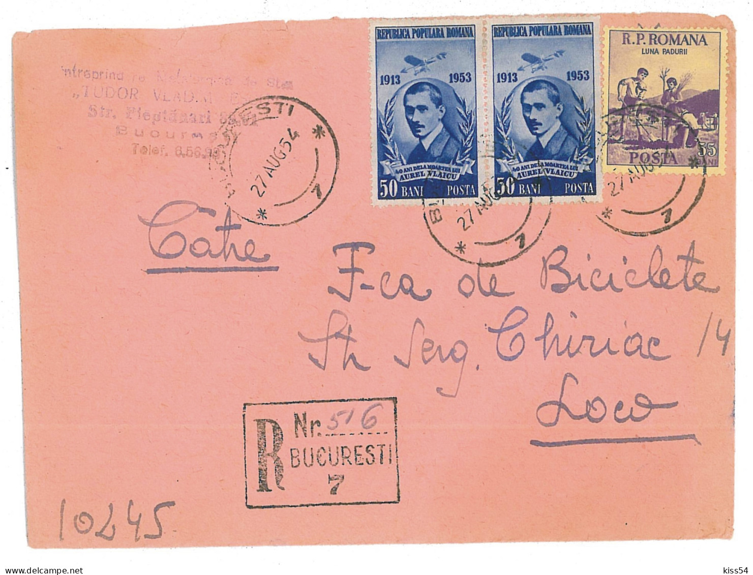 CIP 12 - 191-a Bucuresti, REGISTERED Cover - 1954 - Storia Postale