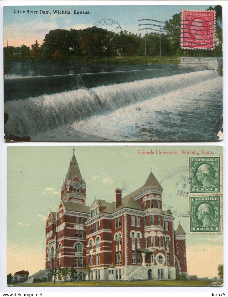 LOT 4 CPA Voyagé 1913 1914 WICHITA St Francis Hospital Woodman Bridge Riverside Park Little River Dam Friends University - Wichita
