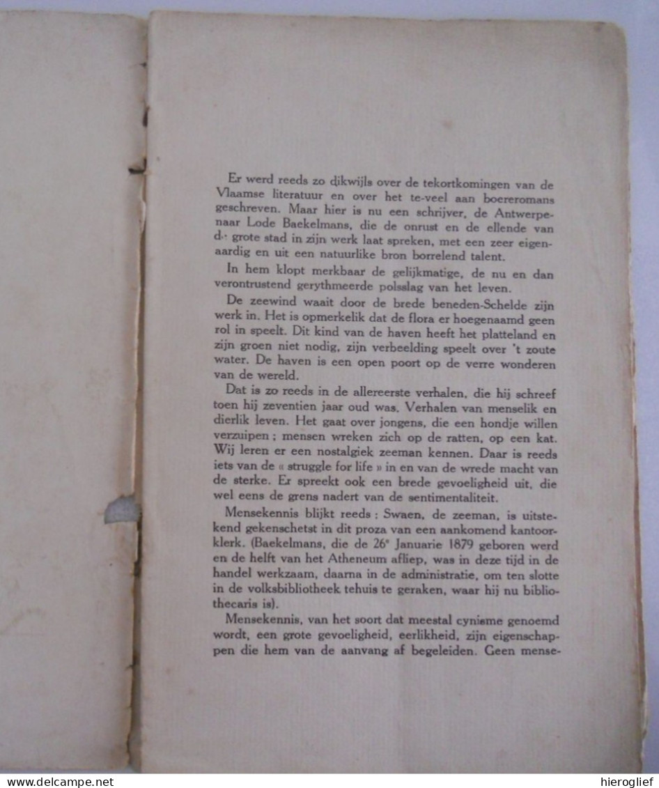 Lode Baekelmans Door Eugene De Bock ° & + Antwerpen Schipperskwartier Vlaams Schrijver / Borgerhout Schoten - Histoire