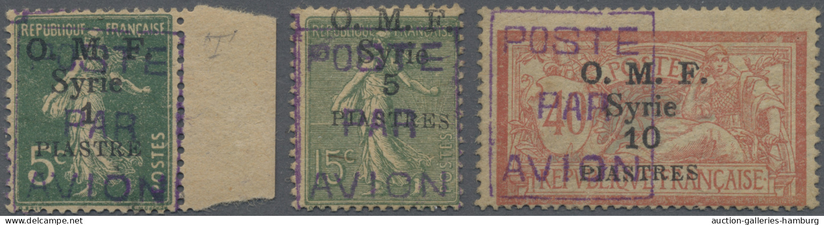 Syria: 1920, Airmail Handstamps, Complete Set Of Three Values, Mint Original Gum - Syria