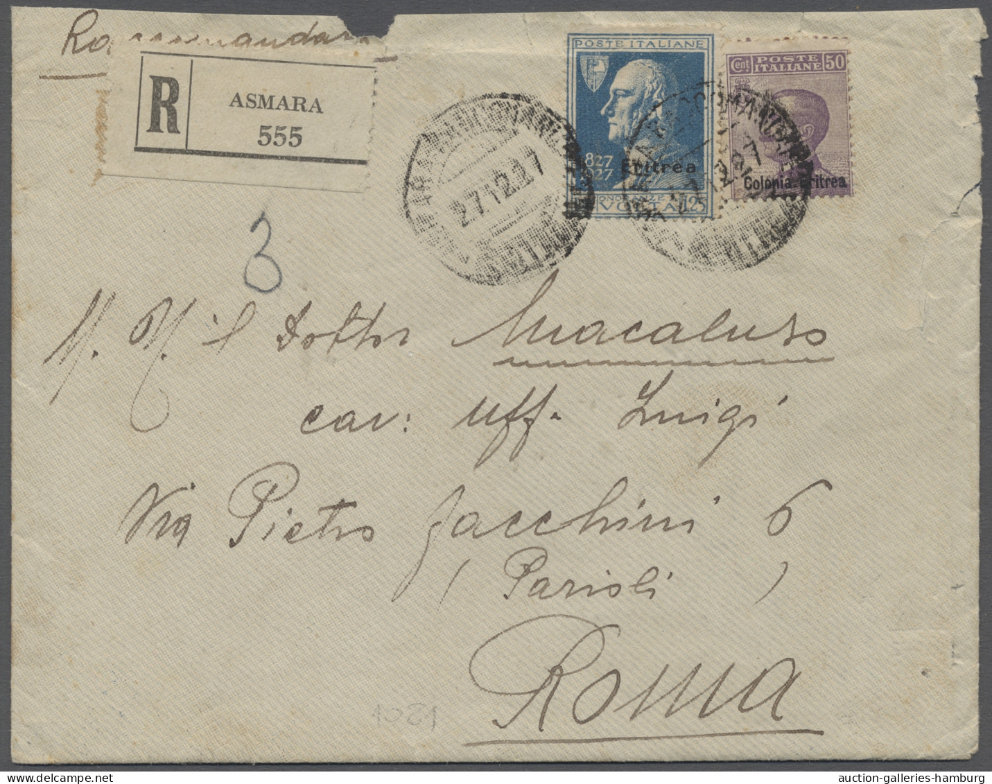 Italian Eritrea: 1927, Alessandro Volta, 1.25 L. Blau Mit Aufdruck "Eritrea" Und - Eritrea