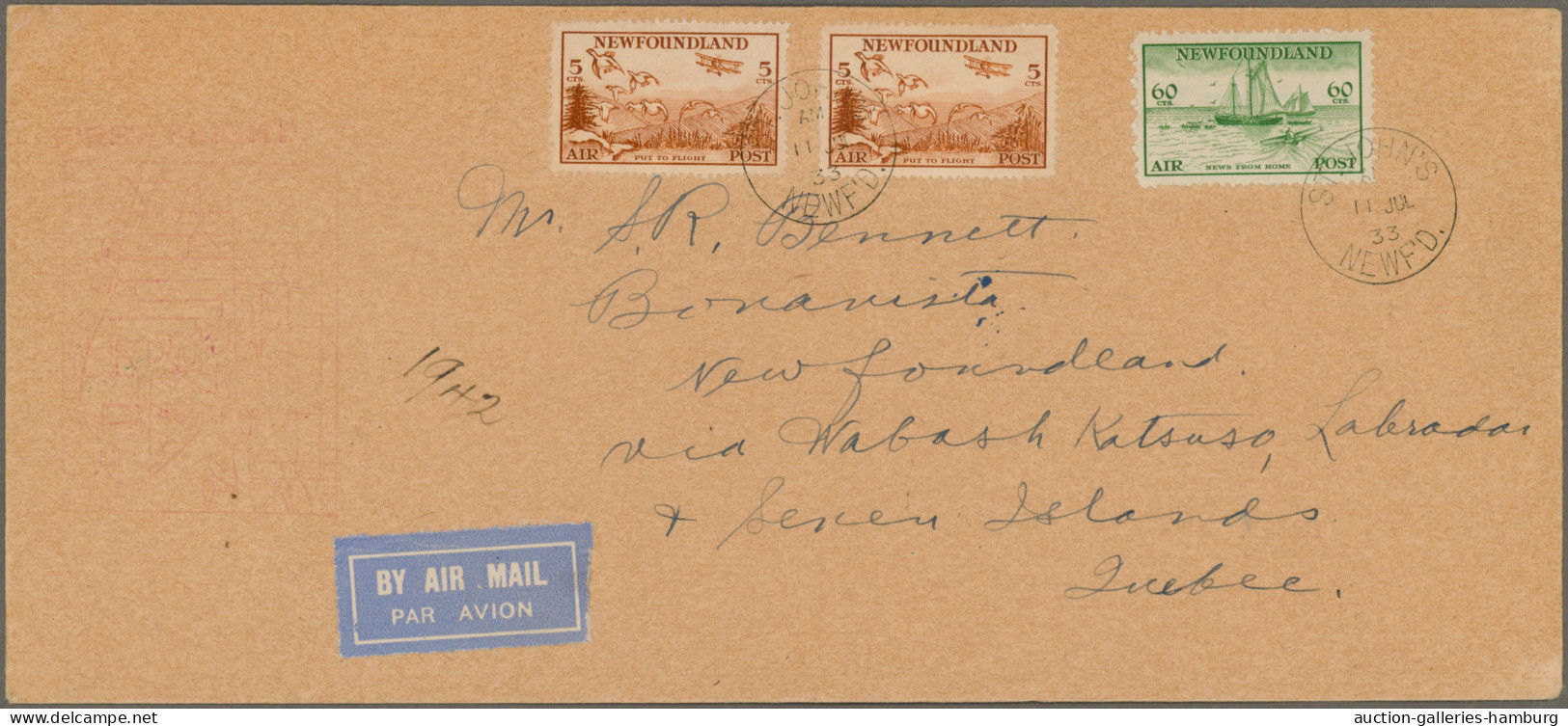 Newfoundland - Air Mail: 1933, 11 July, First Flight To Wabush-Katsao/Labrador V - Fin De Catalogue (Back Of Book)