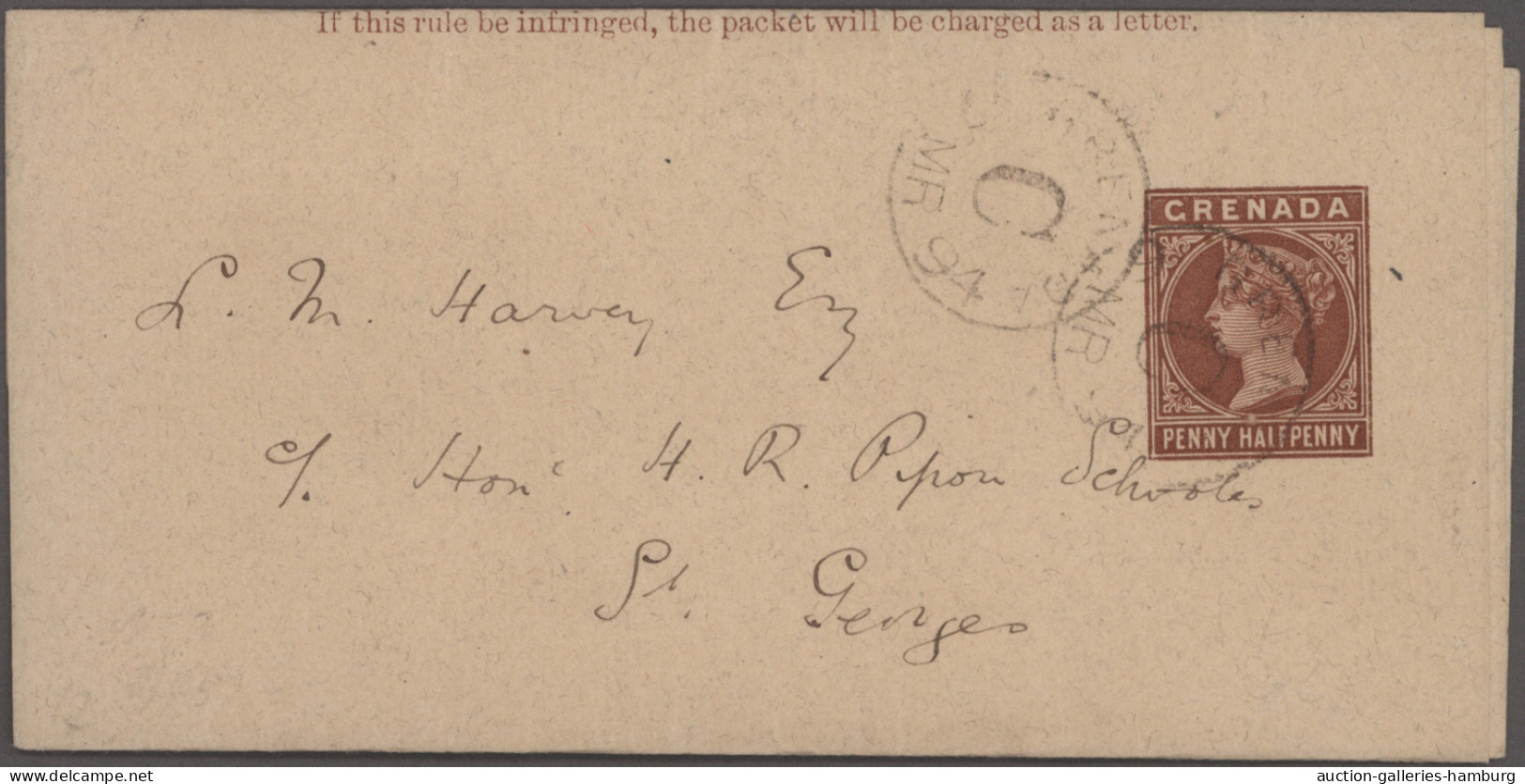 Grenada - postal stationery: 1891/1914, Posten von zwölf gebrauchten Ganzsachen,