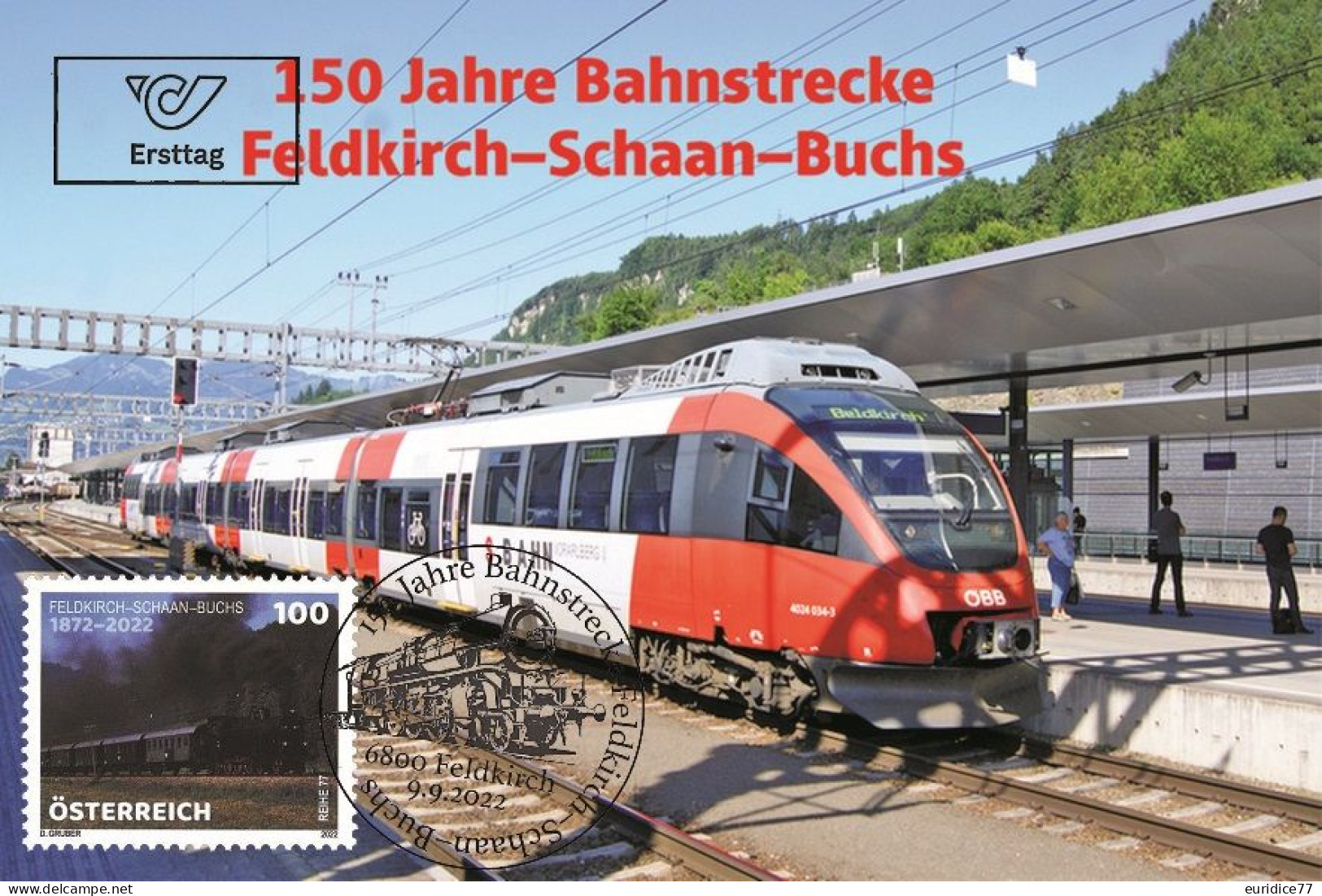 Austria 2022 - 150 Jahre Bahnstrecke Feldkirch–Schaan–Buchs Carte Maximum - Cartes-Maximum (CM)