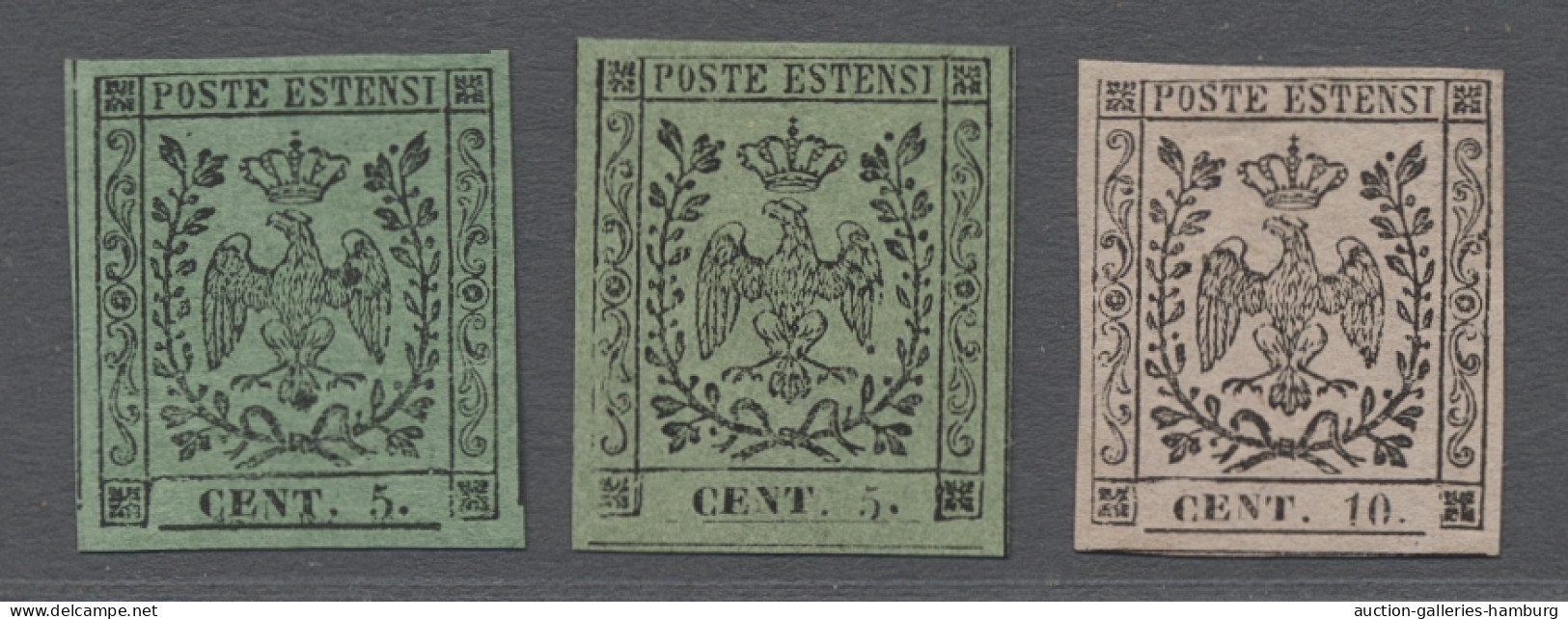 Old Italian States: Modena: 1852, Michel Nrn.1Ia, 1Ib, 2I, 5I, 6I, Hinged, Luxus - Modène