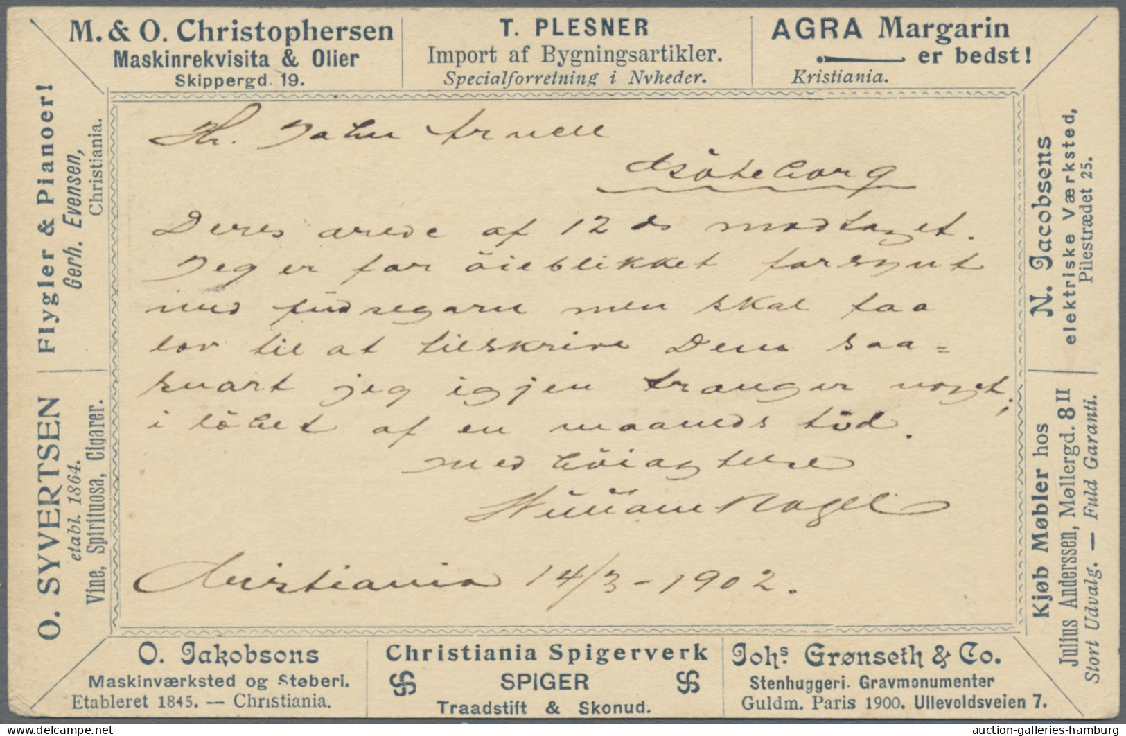 Norway - Postal Stationery: 1902, Posthorn, 5 Öre Green, Postal Stationery Card - Postal Stationery