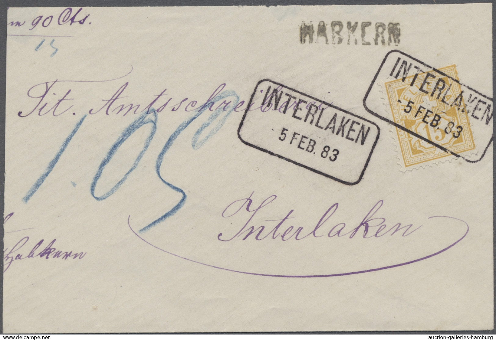 Schweiz: 1883, Kreuz über Wertschild Auf Weißem Papier, 15 C. Lebhaftgelbocker A - Lettres & Documents