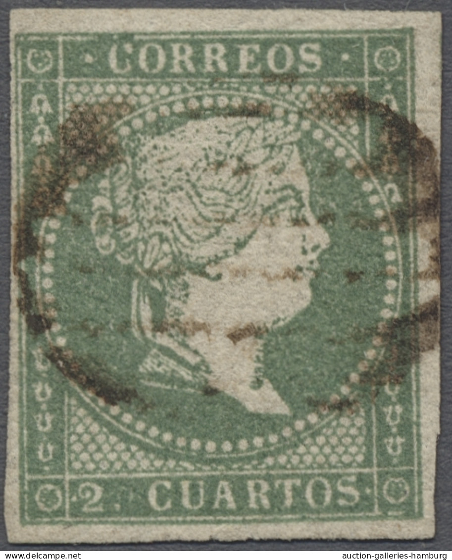 Spain: 1856, Königin Isabella II. Nach Rechts Mit Lorbeerkranz, Wz. 2 (gekreuzte - Oblitérés