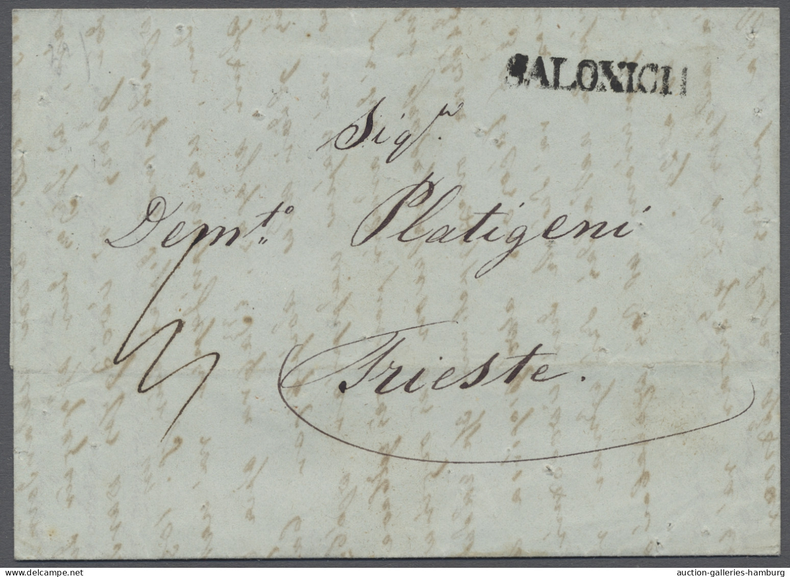 Thematics: Medicine & Health: 1841, Letter From Greece Showing SALONICH (straigh - Médecine