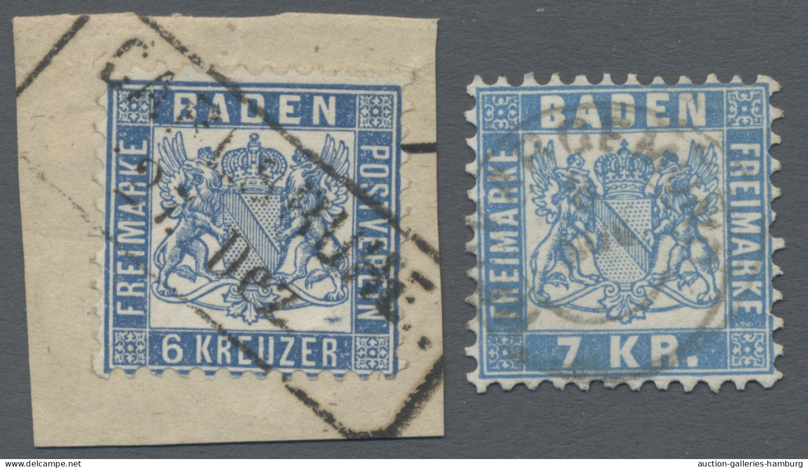 Baden - Marken Und Briefe: 1862-1868, Freimarke 6 Kr. Preußischblau, Entwertet M - Autres & Non Classés