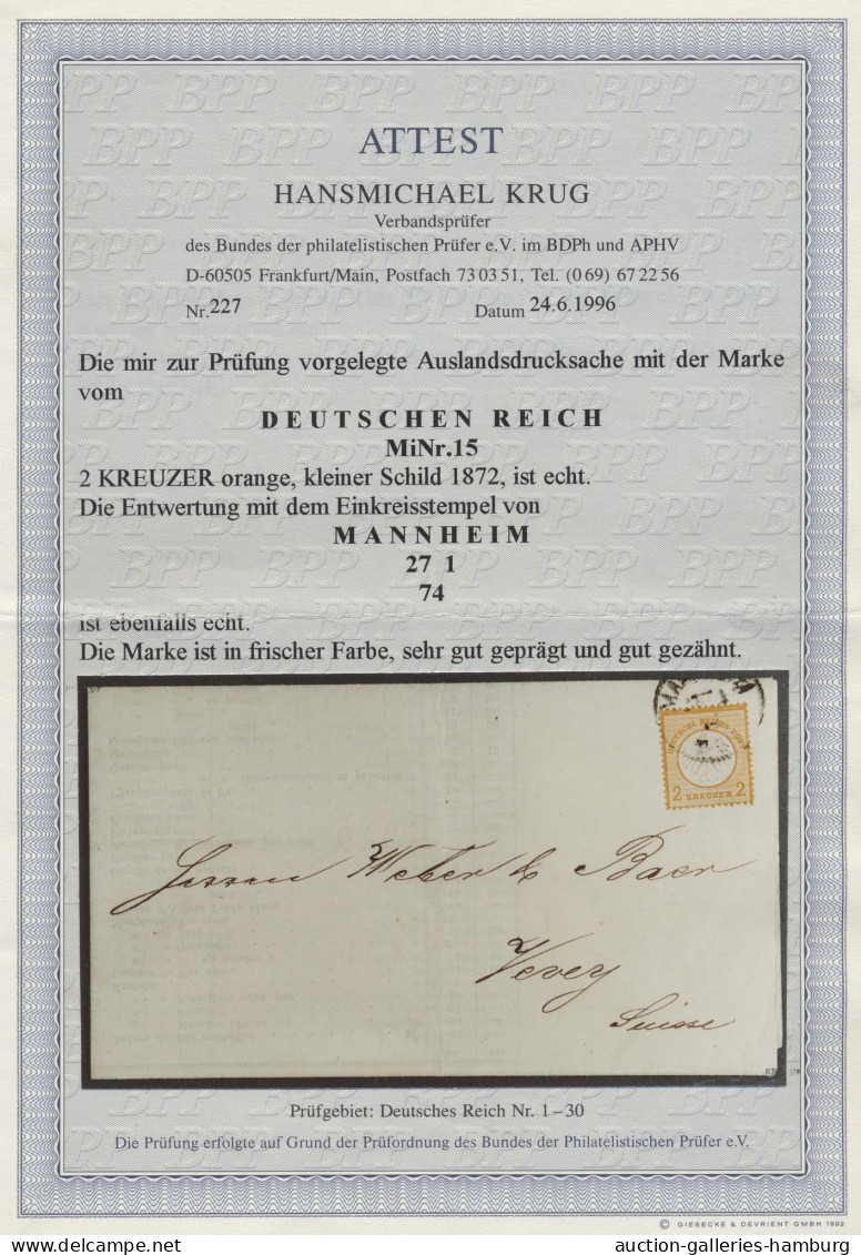 Deutsches Reich - Brustschild: 1872, Kleiner Brustschild 2 Kreuzer Orange, Entwe - Covers & Documents