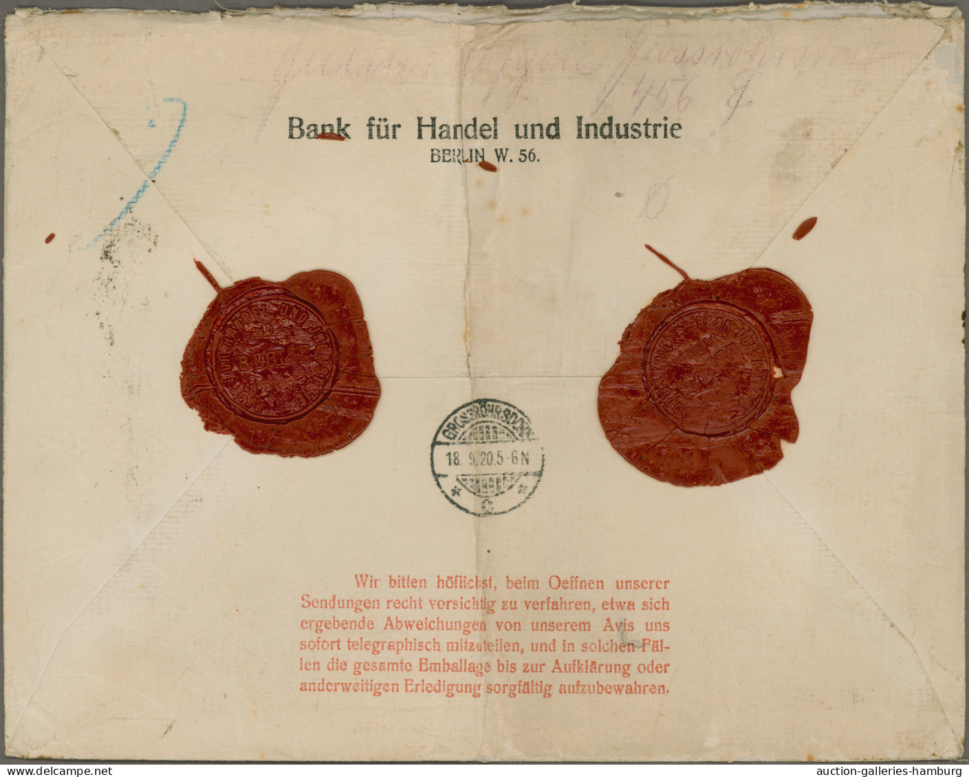 Deutsches Reich - Germania: 1920, Germania Kriegsdruck, 2 Mark (kl. Mgl.) Und 3 - Lettres & Documents