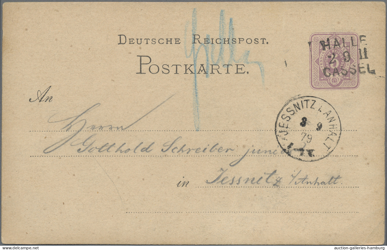 Deutsches Reich - Bahnpost: 1872/1919, Partie Von Sieben Karten Mit Bahnpost-Ent - Autres & Non Classés