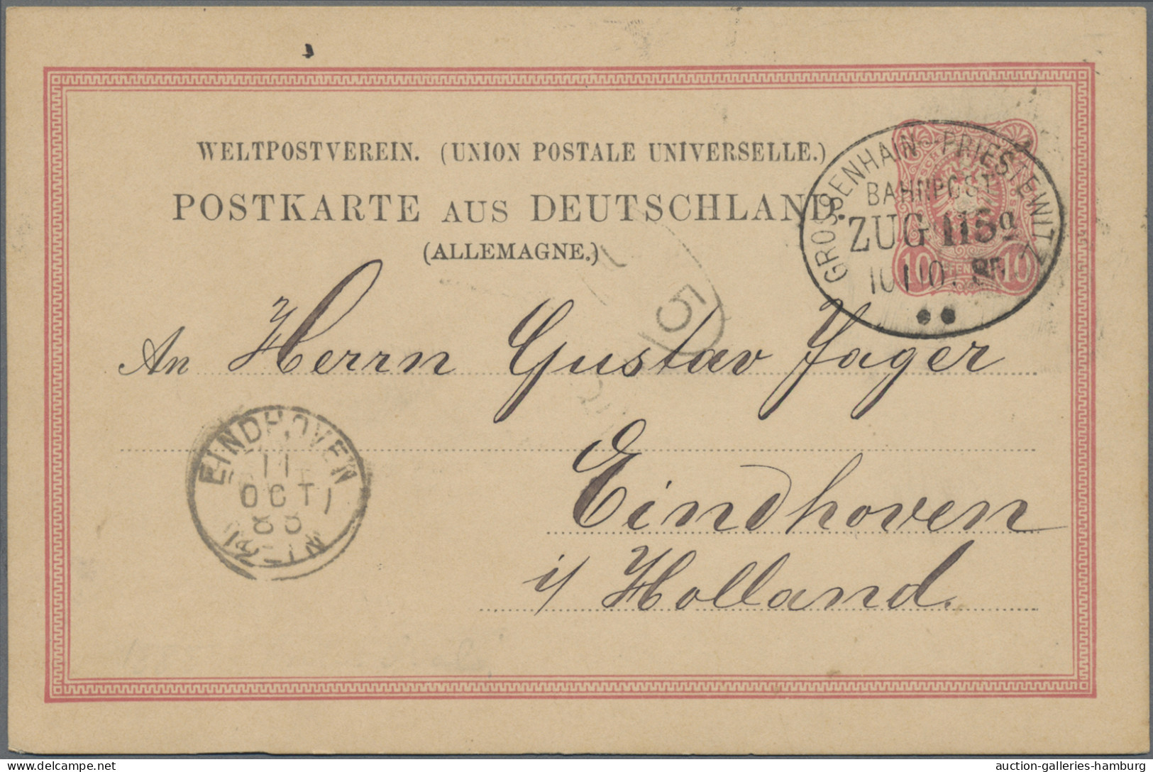 Deutsches Reich - Bahnpost: 1872/1919, Partie von sieben Karten mit Bahnpost-Ent