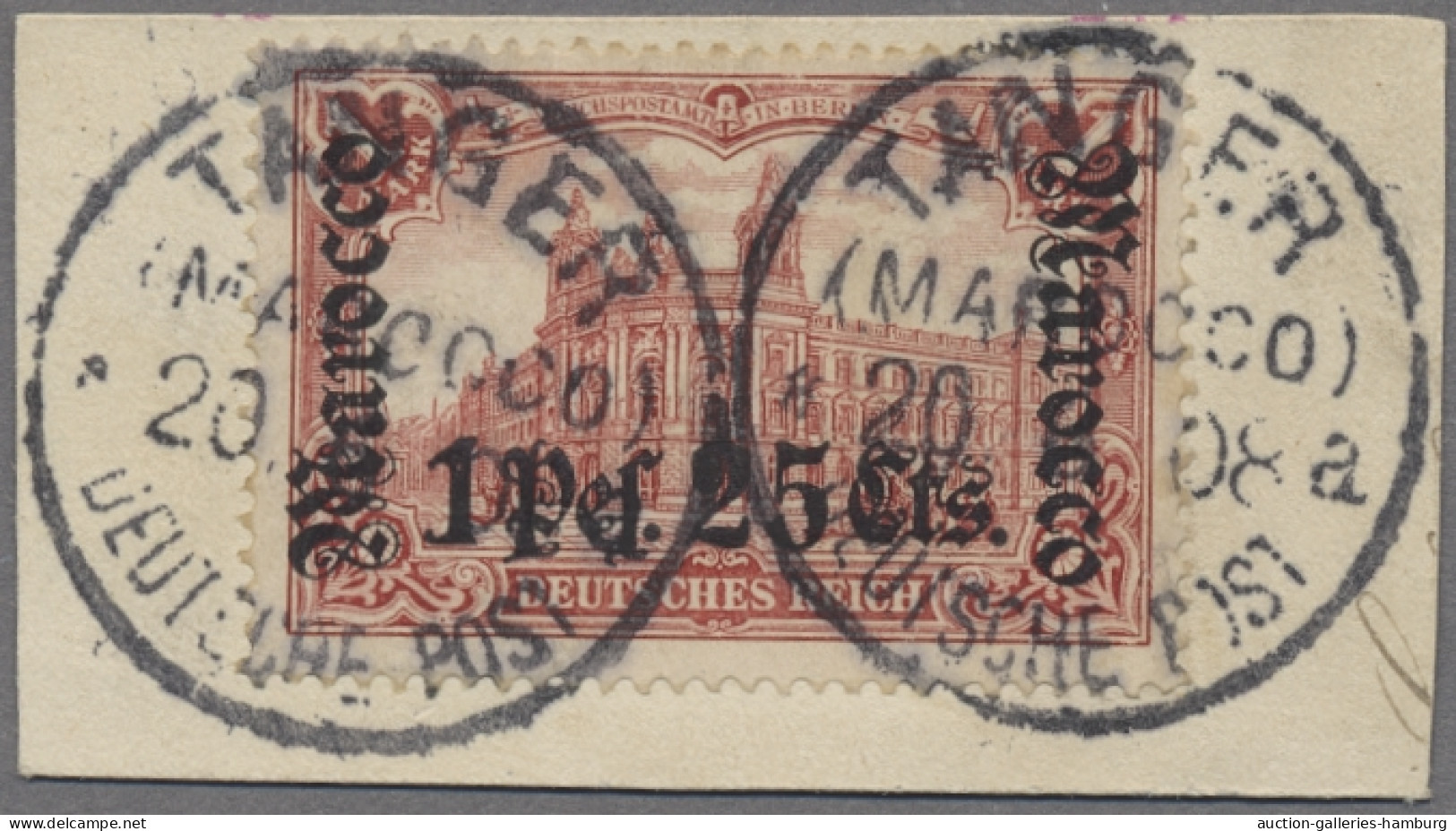 Deutsche Post In Marokko: 1908, Deutsches Reich Mit Wz., 1 M. Reichspostamt Mit - Maroc (bureaux)