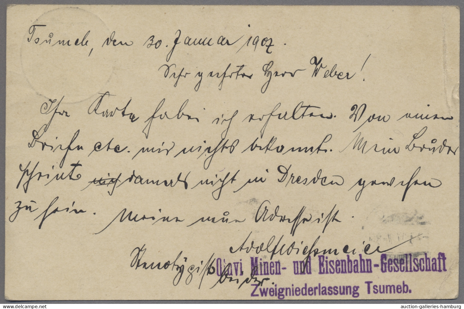 Deutsch-Südwestafrika - Besonderheiten: 1907, OTAVI-EISENBAHN, Ganzsachenkarte K - África Del Sudoeste Alemana