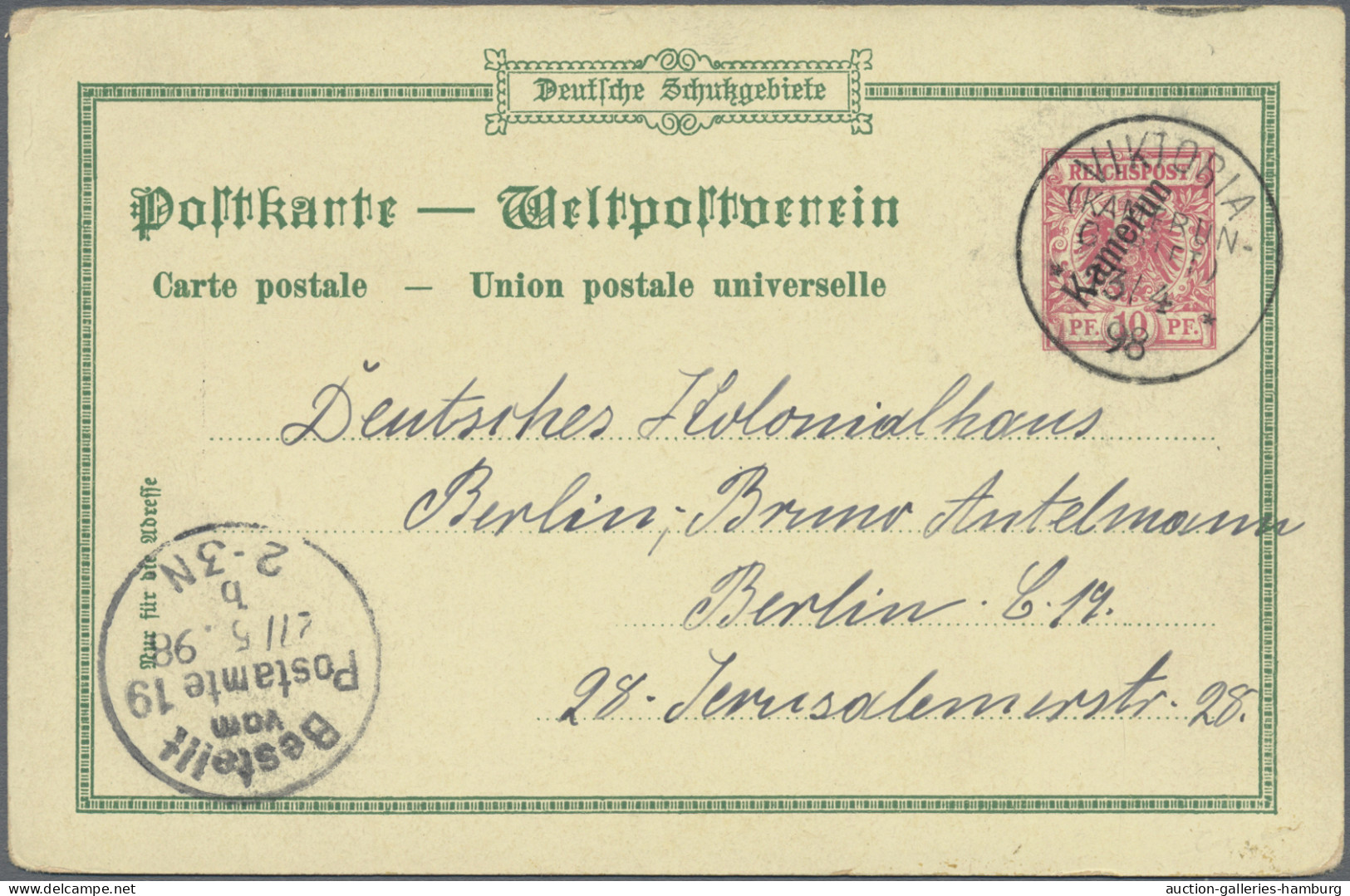 Deutsche Kolonien - Kamerun - Ganzsachen: 1898, 10 Pfg. Aufdruck, Privatganzsach - Cameroun