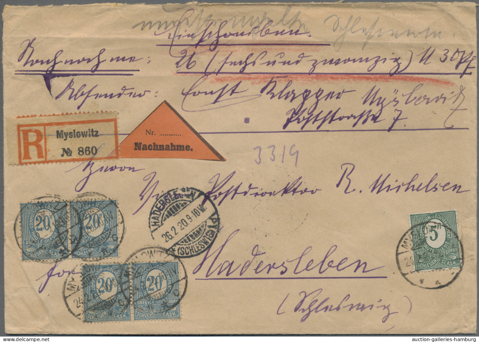 Deutsche Abstimmungsgebiete: Oberschlesien: 1920, Nachnahmebrief über 26 M. 30 P - Other & Unclassified