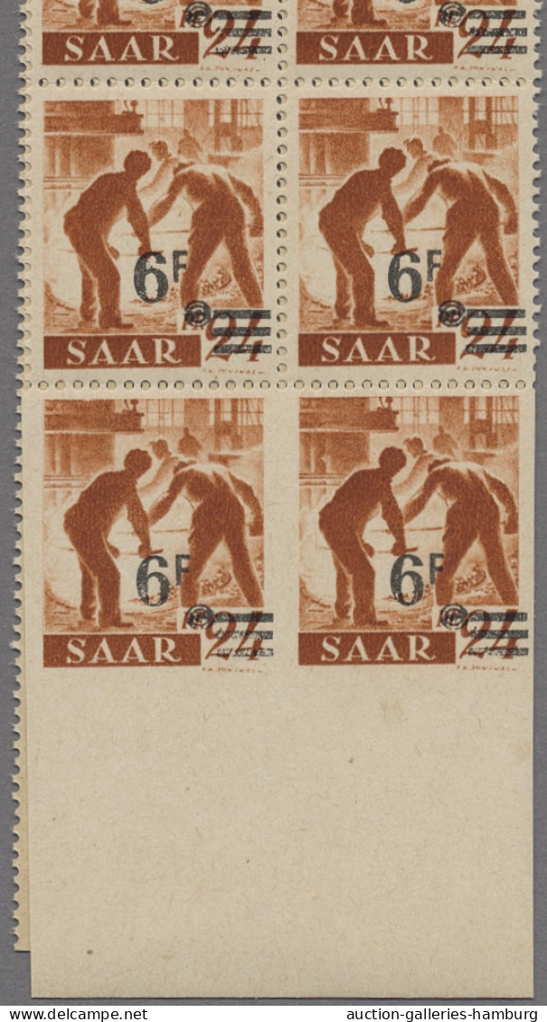 Saarland (1947/56): 1947, Urdruck, 6 F. Auf 24 Pfg., Senkrechter 20er-Streifen ( - Unused Stamps