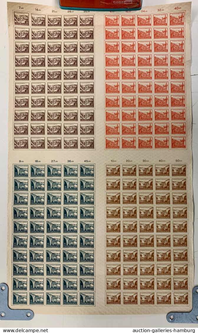 Sowjetische Zone - Thüringen: 1946, Brückenbau-Satz Im Postfrischem Großbogen Mi - Other & Unclassified