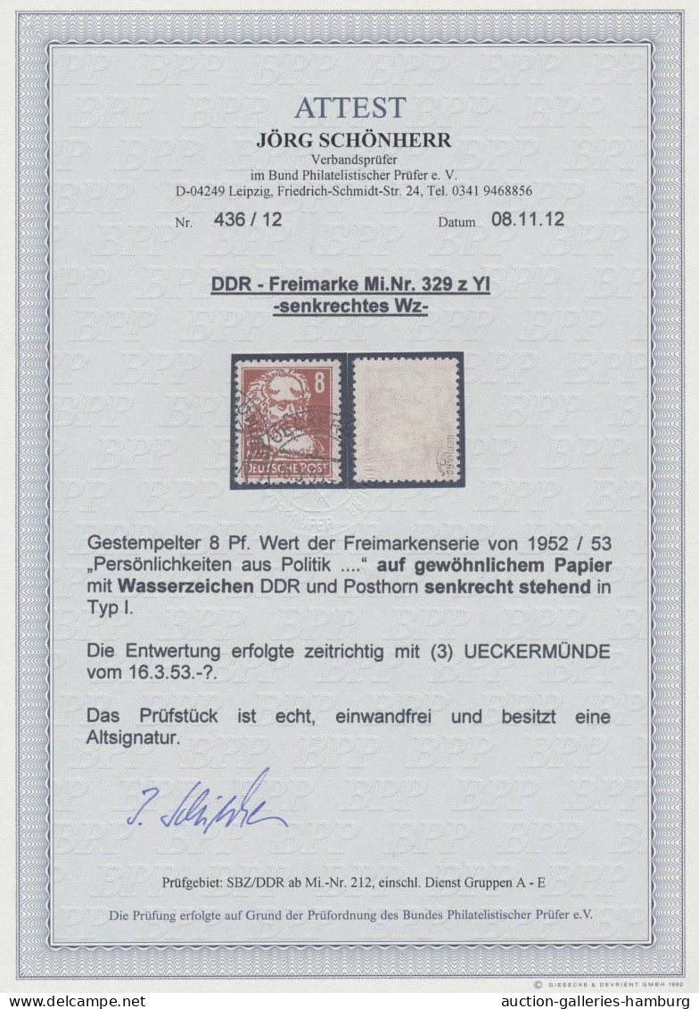 DDR: 1952, Köpfe Mit Wz. 2, Marx, 8 Pf. Braunorange Auf Gewöhnlichem Papier, Die - Used Stamps