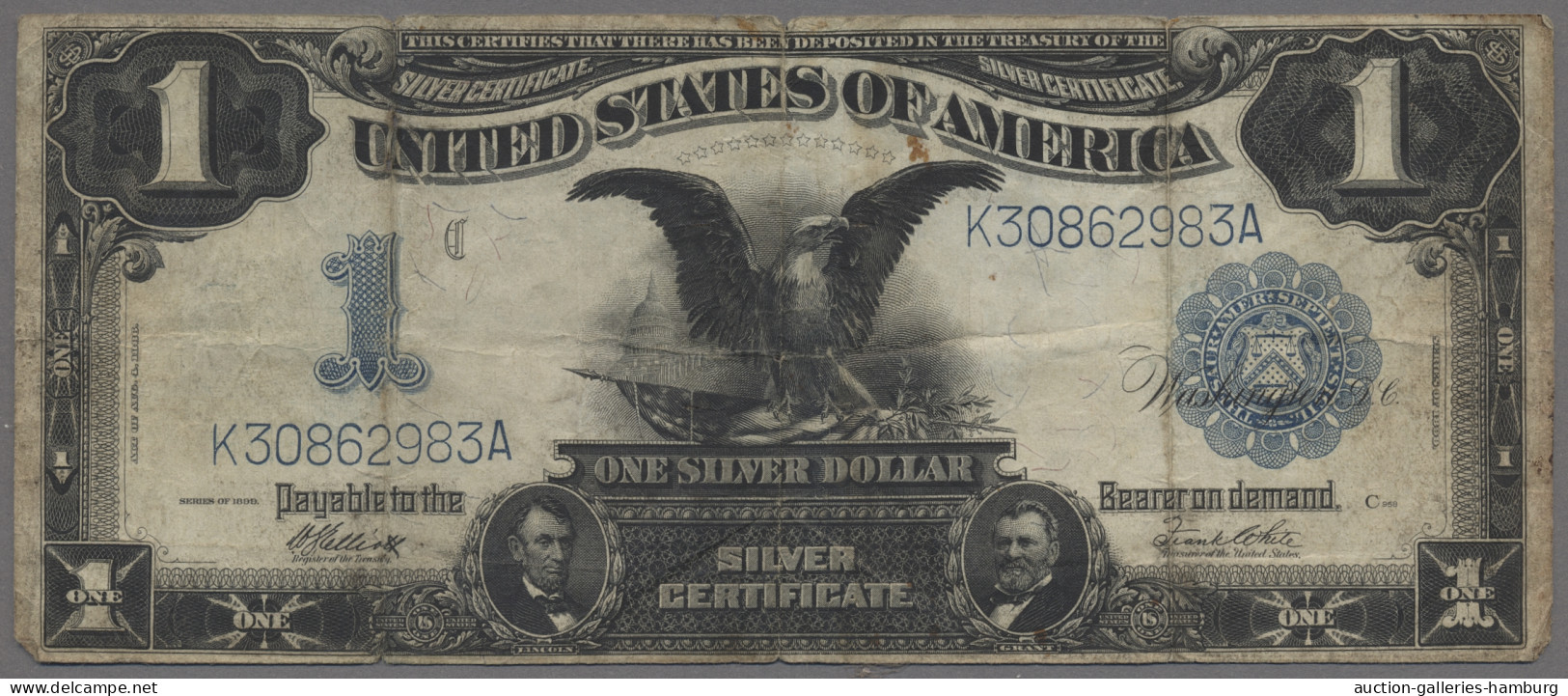 United States Of America: 1899, Partie Von Zwei Silberzertifikaten Zu 1 Dollar I - Autres & Non Classés