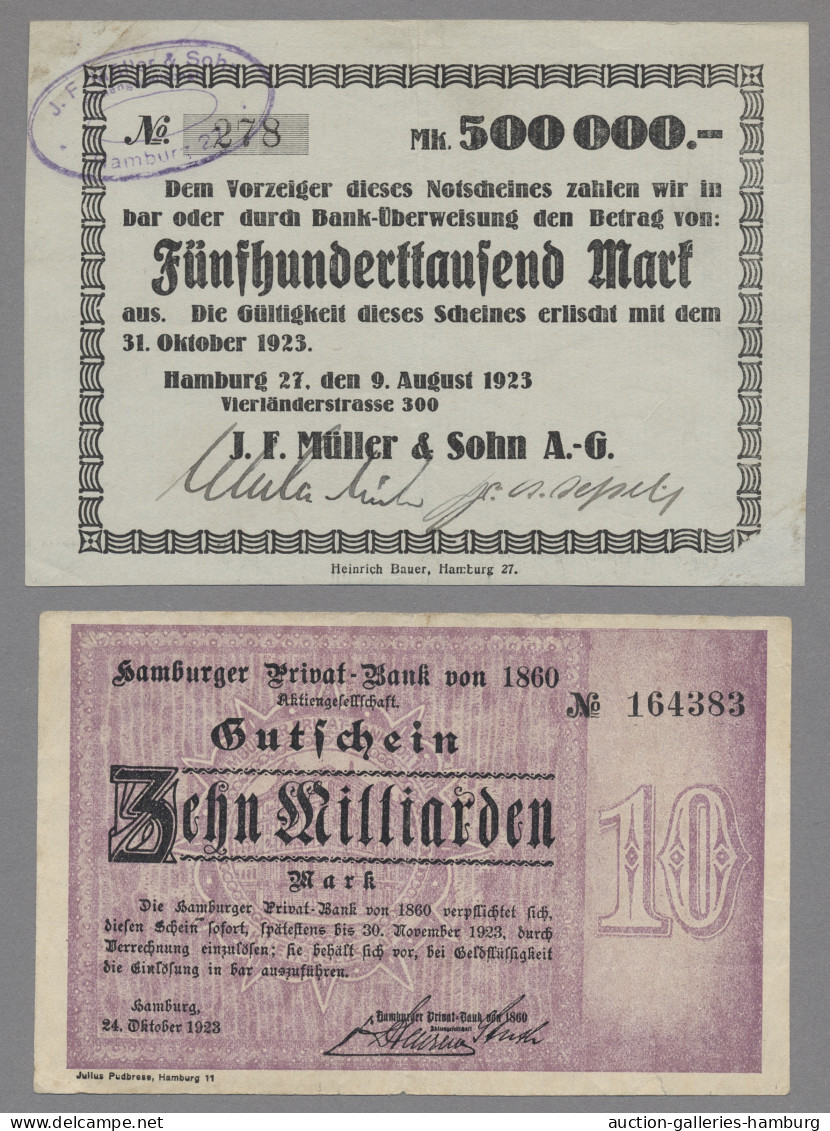 Deutschland - Notgeld - Hamburg: 1923, Partie Von 8 Verschiedenen Notgeldscheine - [11] Emissions Locales