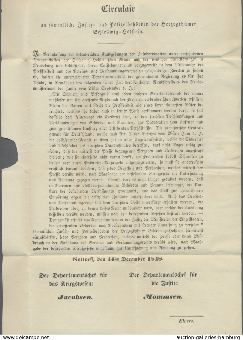 Schleswig-Holstein - Vorphilatelie: 1848-1851, Schleswig-Holsteinischer Krieg (T - Préphilatélie