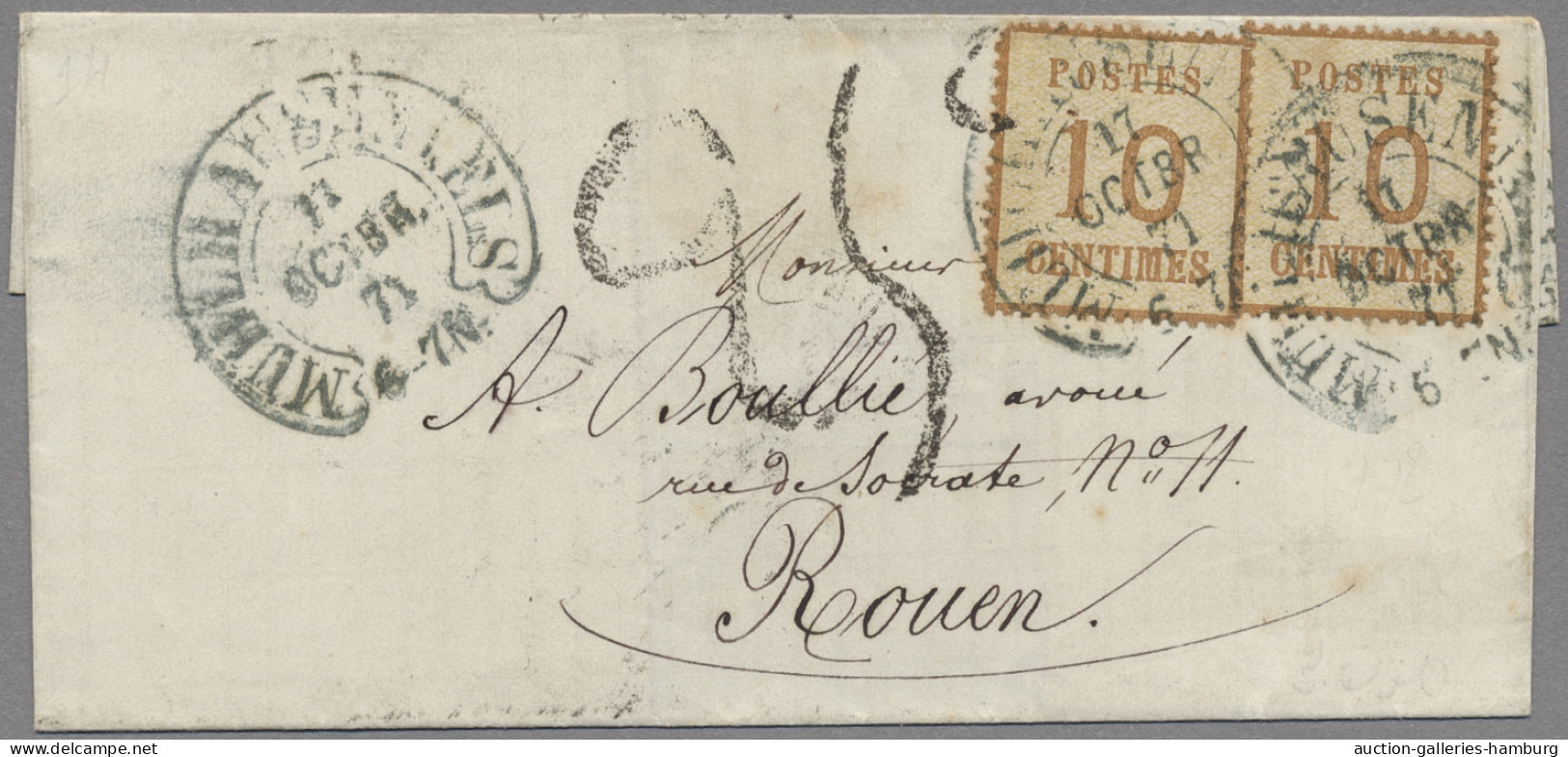 Elsass-Lothringen - Marken Und Briefe: 1871, Partie Von 3 Briefen Mit 5 C. Im Se - Other & Unclassified