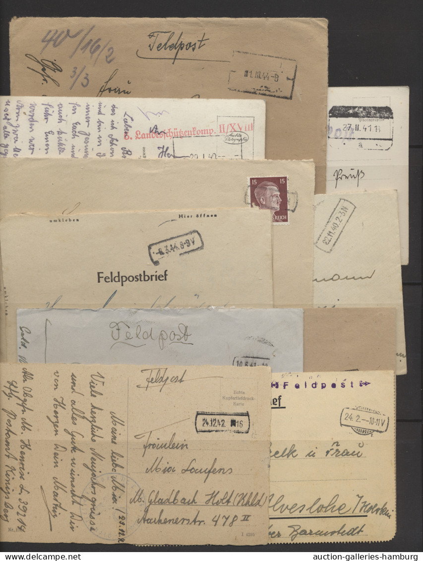 Feldpost 2. Weltkrieg: Sammlung von 185 Belegen, alle mit stummen Stempeln, meis