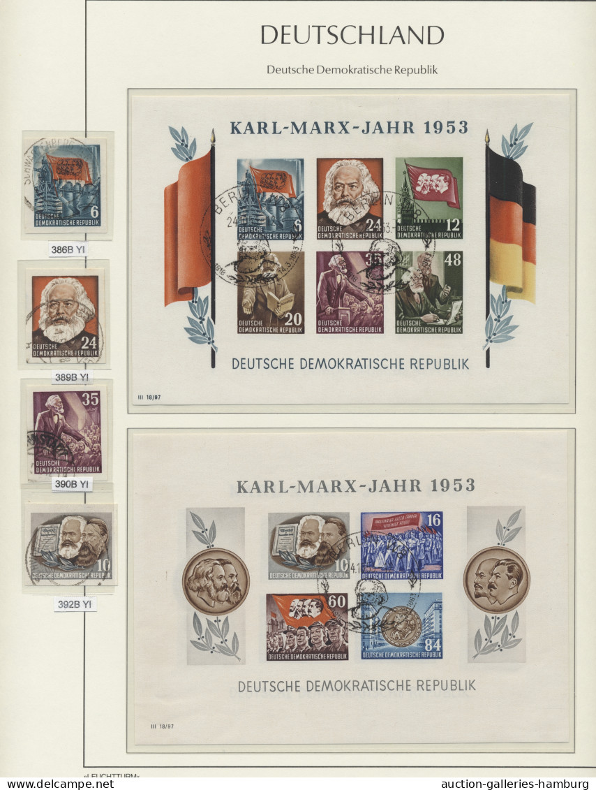 DDR: 1949-1990, gestempelte Sammlung in drei Leuchtturm-Falzlosalben, bis auf Kö