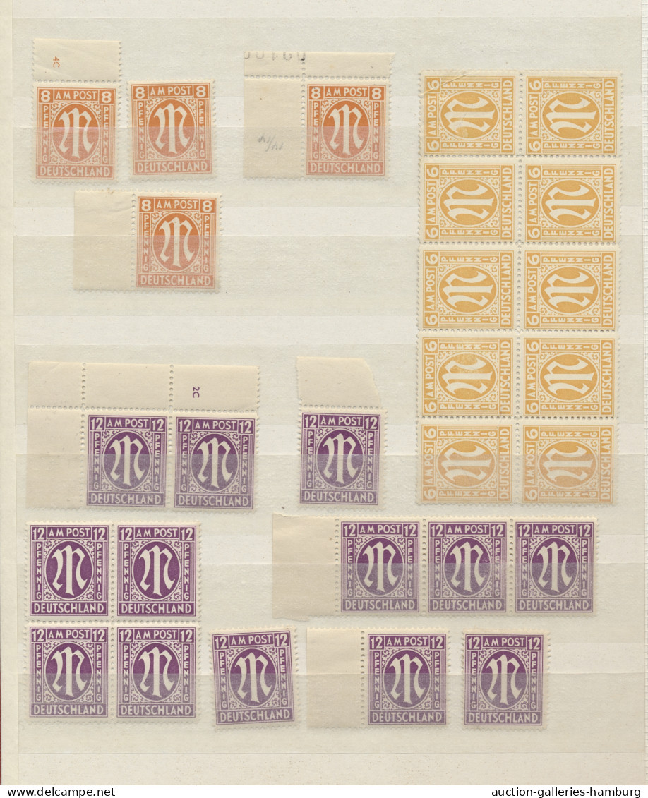 Bizone: 1945, Postfrische Und Gestempelte AM-Post-Partie In 2 Einsteckbüchern Mi - Autres & Non Classés