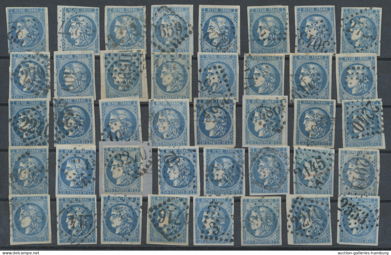 France: 1870/1871, BORDEAUX 20c. blue, specialised assortment/collection of appr